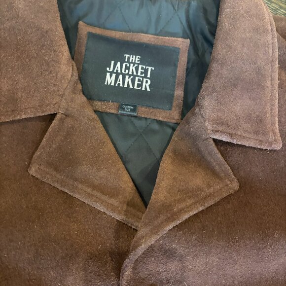 NEW!! Chocolate Brown Suede Car Coat w/diamond quilted insulated lining - Picture 3 of 7